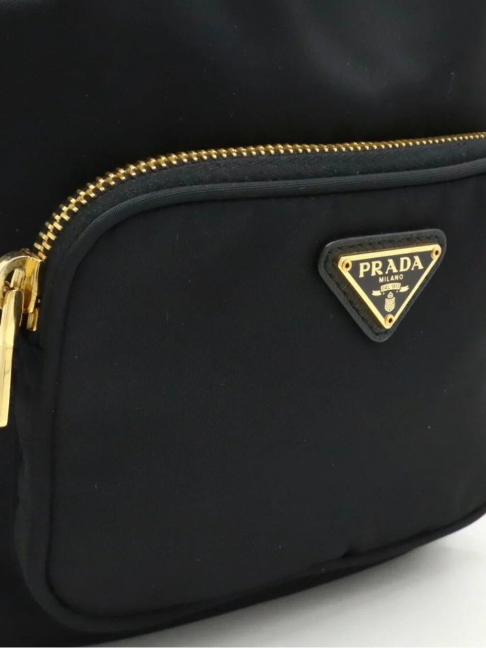 Prada Black Nylon Drawstring Hobo with Gold Hardware